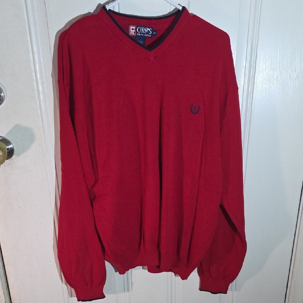 Chaps Men's Red V-Neck Sweater